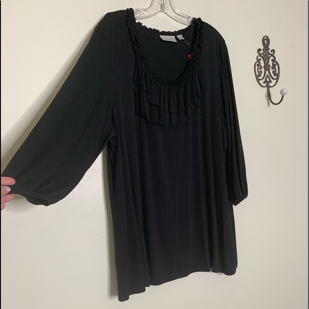 DUPLICATE,  NOT FOR SALE Avenue Black ¾ Sleeve Flowy Blouse Sz 22/24 - Picture 9 of 15